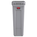 Rubbermaid Slim Jim Receptacle With Venting Channels, Rectangular, Plastic, 23 Gal, Gray - RCP354060GY
