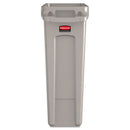 Rubbermaid Slim Jim Receptacle With Venting Channels, Rectangular, Plastic, 23 Gal, Beige - RCP354060BG