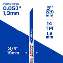Lenox Metalwolf 9 in. Bi-Metal Wave Edge Reciprocating Saw Blade 14 TPI 2 pk