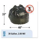 Envision Insect-Repellent Trash Bags, 30 Gal, 2 Mil, 33" X 40", Black, 90/Box - STOP3340K20