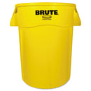 Rubbermaid Brute Vented Trash Receptacle, Round, 44 Gal, Yellow - RCP264360YEL
