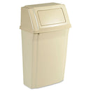 Rubbermaid Slim Jim Wall-Mounted Container, Rectangular, Plastic, 15 Gal, Beige - RCP7822BEI