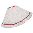 Rubbermaid Web Foot Wet Mop, Cotton/Synthetic, White, Large, 1" Red Headband, 6/Carton - RCPA113WHI