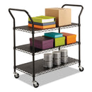 Safco Wire Utility Cart, Three-Shelf, 43.75W X 19.25D X 40.5H, Black - SAF5338BL