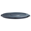 Boardwalk Lids For 44 Gal Waste Receptacles, Flat-Top, Round, Plastic Gray - BWK44GLWRLIDGRA