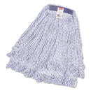 Rubbermaid Super Stitch Finish Mops, Cotton/Synthetic, White, Medium, 1-In. Blue Headband - RCPD512