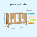 Hunter 3-in-1 Convertible Crib - Honey