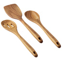 3-Piece Wood Tool Teakwood Slotted Spoon Set