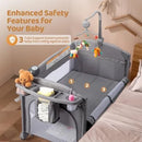 JOYMOR 9 in 1 Bedside Bassinet with Changing Table