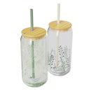20 oz Glass Tumblers with Lid and Straw - Thyme Meadow/Garden