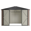 10' X 10' Metal Storage Shed For Ourdoor, Steel Yard Shed With Design Of Lockable Doors