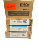 (7) Unopened Expired Epson T653x Ink Cartridges - Plus (1) Sealed T6190 Maint. Box (0197)