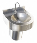 Just Manufacturing Stainless Steel, Wall, Bathroom Sink, With Faucet, Bowl Size 14 in x 14 in - WHLE-14-S