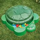 Turtle Sandbox with Lid and Four Seats - Green