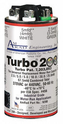 Global Round Motor Run Capacitor,2.5-67.5 Microfarad Rating,370-440VAC Voltage - Turbo 200