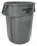 Rubbermaid 44 gal Round Trash Can, Plastic, Gray - FG264360GRAY