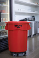 Rubbermaid 44 gal Round Trash Can, Plastic, Red - FG264360RED