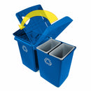 Rubbermaid (4) 23 gal Rectangular Recycling Station, Plastic, Blue - 1792372