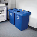 Rubbermaid (4) 23 gal Rectangular Recycling Station, Plastic, Blue - 1792372
