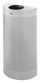 Rubbermaid 12 gal Half-Round Fire-Resistant Trash Can, Metal, Silver - FGSH12EPLSM