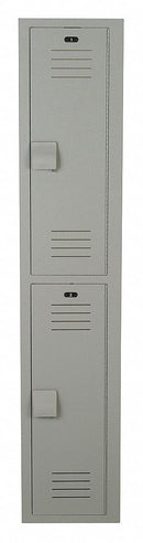 Bradley Gray Wardrobe Locker, (1) Wide, (2) Tier Openings: 2, 12 in W X 12 in D X 72 in H - LK1212722HV-200
