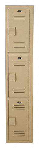 Bradley Beige Wardrobe Locker, (1) Wide, (3) Tier Openings: 3, 12 in W X 18 in D X 60 in H - LK1218603HV-202