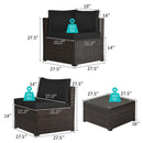 6 Pieces Patio Furniture Sofa Set With Cushions for Outdoor-Black