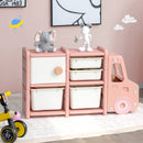 Toddler Truck Storage Organizer With Plastic Bins-Pink