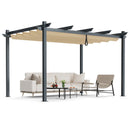 10 X 13 Feet Outdoor Aluminum Retractable Pergola Canopy Shelter-Beige