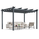 10 X 13 Feet Outdoor Aluminum Retractable Pergola Canopy Shelter-Gray