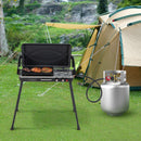 2-in-1 Gas Camping Grill and Stove With Detachable Legs-Black