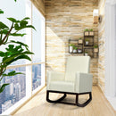 2-in-1 Fabric Upholstered Rocking Chair With Pillow-Beige