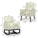 2-in-1 Fabric Upholstered Rocking Chair With Pillow-Beige