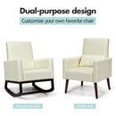 2-in-1 Fabric Upholstered Rocking Chair With Pillow-Beige