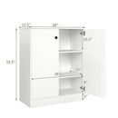 2 Door Storage Base Cabinet With 3-Tier Shelf-White