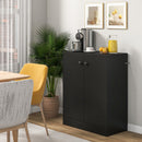 2-Door Modern Floor Storage Cabinet With 3-Tier Shelf-Black