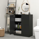 2-Door Modern Floor Storage Cabinet With 3-Tier Shelf-Black