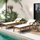 2 Piece Outdoor Chaise Lounge Chair Set Rattan Patio Chaise With Armrests