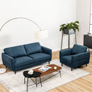 2 Pieces Upholstered Sofa Set With Removable Cushion Covers-Navy
