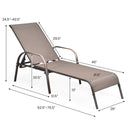 2 Pcs Outdoor Patio Lounge Chair Chaise Fabric With Adjustable Reclining Armrest-Brown