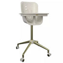Revel+ High Chair, Modern Design with Dual Trays, Converts for Toddlers, Safe & Easy to Clean – White/Brushed Brass