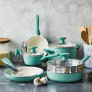 16pc Ceramic Nonstick Cookware Set Turquoise