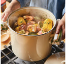 12qt Enamel-on-Steel Induction Stockpot with Lid - Almond