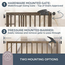 Dreambaby 27.5-41" Nottingham Rustic Wooden Baby Gate for Stairs and Doorways – Two Mount Options: Drill-in Walk Through Door Gate or No Screw Barrier - Stair Gate for Kids and Pets