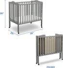 Folding Portable Mini Baby Crib with 1.5-inch Mattress - Grey