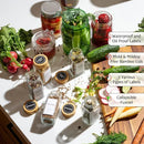 24 Glass Spice Jars with Labels, Bamboo Shaker Lids & Funnel, Airtight Food