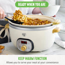 GreenLife 6 Quart Non-Stick Family Meal Slow Cooker with Removable Pot - Cream