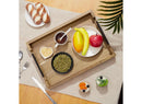 Acacia Wood Serving Tray with Metal Handles - 17 Inch
