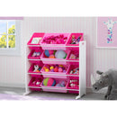 Kids Toy Storage Organizer with 12 Plastic Bins - White/Pink
