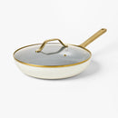 12" Nonstick Ceramic Coated Aluminum Frying Pan - Cream